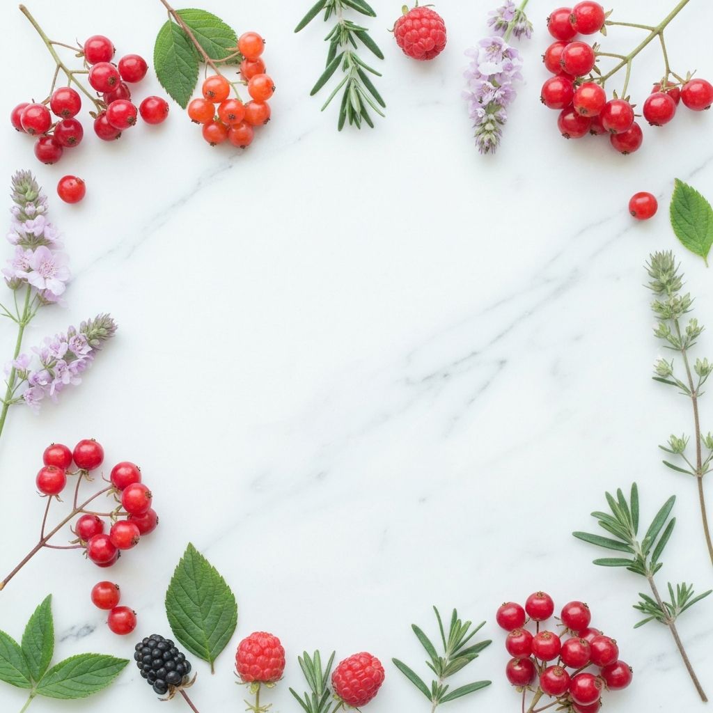Beeren, Blüten und Kräuter